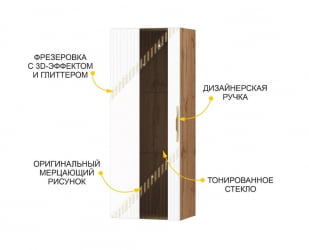 Шкаф для книг Монако 606.07 Дуб Вотан / Белый шпон/ Альпийский белый