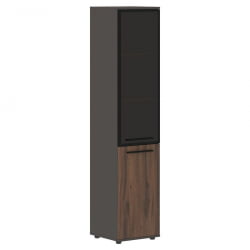 Шкаф-колонка комбинированная с дверью в металлической раме правый ЕДИС ЕХCС 42.7 Р Дуб Денвер темный Черный Мокко / EDIS EHCS R