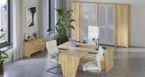 Стол переговорный Корнер CОР.ПРГ-18 Гикори Песочный Ваниль / Corner COR.PRG-18