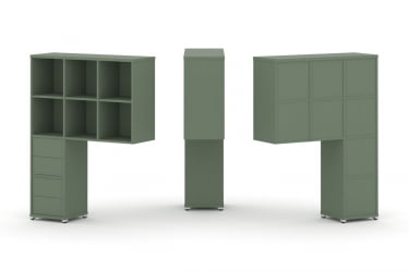 Надставка на стол высокая односторонняя + задняя стенка (8 шт.) + блок с 2-мя ящиками (2 шт.) CОНCЕПТ CН.ОНВ-005 Кобо Белый металл / CONCEPT CN.ONV-005