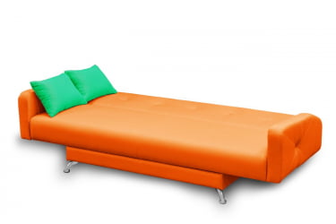 Диван с металлическими ножками МАНГО 3 (2 категория) Оранжевый Зеленый / MANGO
