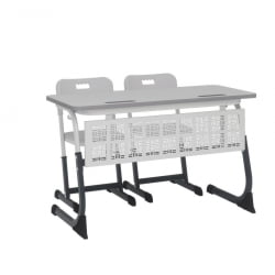 Парта двухместная регулируемая по высоте СМАРТЙ ПЛУС с сетками (рост 5-7) Антрацит/Белый/Серый / SMARTY PLUS