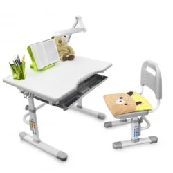 Комплект парта и стул с чехлом РИФФОРМА СЕТ-10 Белый Серый / RIFFORMA SET-10