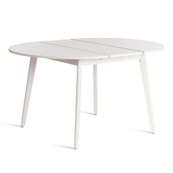 Раздвижной овальный стол СВЕЛТО ЛДСП, опора-массив березы, 105 х 105 (140) х 74.5 см, Белый /белый / SVELTO