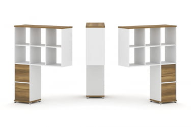 Надставка на стол высокая двухсторонняя + задняя стенка (2 шт.) + блок с 2-мя ящиками (2 шт.) CОНCЕПТ CН.ДНВ-008 Сандал Янтарный Белый бриллиант Белый металл / CONCEPT CN.DNV-008