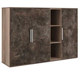 Шкаф средний 3 створки, с нишей Б-ТОНЕ БТН36152242 Вяз Бетон темный / B-TONE BTN36152242