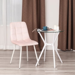Мягкий стул CХИЛЛЙ (мод. 7094-1) вельвет/металл, 44,5х52,5х86 см, пинк (розовый) ХЛР39 / белый / CHILLY (mod. pink HLR39