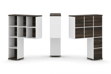 Надставка на стол высокая односторонняя + задняя стенка (8 шт.) CОНCЕПТ CН.ОНВ-001 Дуб Мали Белый бриллиант Белый металл / CONCEPT CN.ONV-001