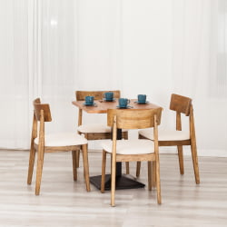 Стол РАГНАРОК дерево вяз/железная опора, 70х70х76 см, груша №3/черная опора / RAGNAROK