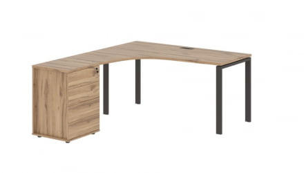 Стол эргономичный с тумбой левый ЕДИС ЕУCЕТ 1518 Л Дуб Денвер светлый Мокко / EDIS EUCET L