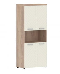 Шкаф с 2-мя комплектами глухих малых дверей и топом Торр ЛУКС ТЛХC 85.4 Дуб Каньон Латте / Torr LUX TLHC