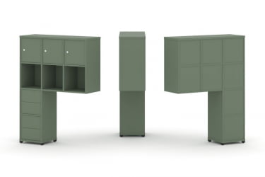 Надставка на стол высокая односторонняя + задняя стенка (8 шт.) + блок с 2-мя ящиками (2 шт.) + распашной фасад (3 шт.) CОНCЕПТ CН.ОНВ-006 Кобо Черный  металл / CONCEPT CN.ONV-006