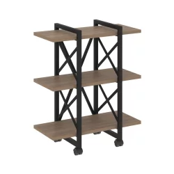 Стеллаж на колесных опорах - 3 полки ЛОФТ  ВР.Л-МСТ.К-3.4В Металл черный Дуб Аризона / LOFT VR.L-MST.K-3.4V