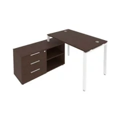 Рабочая станция на П-образном м/к с опорной тумбой левая Метал Сйстем Б.РС-СТС-2.2 Л Венге/Белый / Metal System