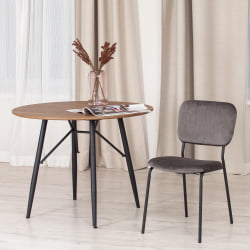 Стул CАРОЛ (мод. УC06) металл, вельвет, 45 х 56 х 82 см, Лигхт грей (светло-серый) ХЛР24 / черный / CAROL (mod. UC06) Light grey HLR24