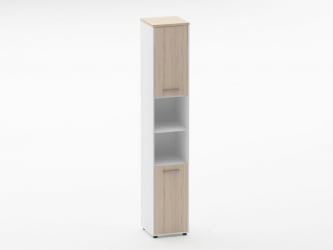 Шкаф 5 узкий закрытый с 2 -мя открытыми полками Дека 10.23.12Л Туя/Белый / Deka