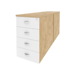 Тумба двойная приставная / опорная ОНИКС О.ТПО-2.8 Тиквуд Светлый/Белый / ONIX O.TPO-2.8