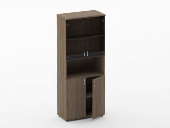 Шкаф высокий со стеклом и нишей Твин 16.16.161 Дуб Верцаска / Twin