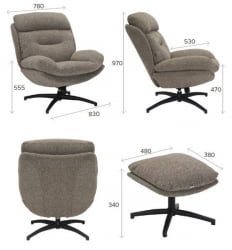 Кресло-реклайнер Еверпроф Киви Ткань Светло-коричневый / Everprof Kiwi