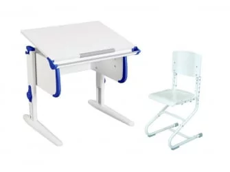 Растущая мебель Парта 1/75 + Стул Белый Синий / Parta Stul