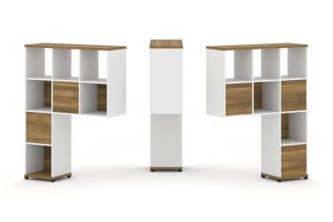 Надставка на стол высокая двухсторонняя + задняя стенка (5 шт.) CОНCЕПТ CН.ДНВ-003 Сандал Янтарный Белый бриллиант Черный металл / CONCEPT CN.DNV-003