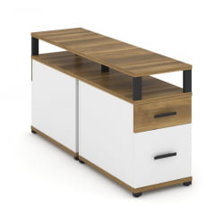 Тумба двухсторонняя опорная приставная с ящиком, распашным фасадом и надставкой CОНCЕПТ CН.ДТГП-002 Б/В Сандал Янтарный Белый бриллиант Черный / CONCEPT CN.DTGP-002 B/W