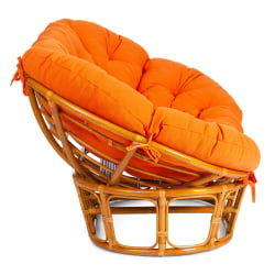 Диван МАМАСАН/МАМАСАН 23/02 В /с подушкой/ подушка 182х119 см, 169х102х80 см, Пекан (орех), ткань, оранжевый, С 23 / MAMASAN/МАМАСАН W Pecan