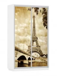 Шкаф-купе с фотопечатью Экспресс Дуо 1400х2200х Париж/Белый снег / 1400х2200h