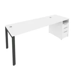 Рабочая станция с опорной тумбой Метал Сйстем Б.РС-СТП -1.5 Белый/Антрацит / Metal System