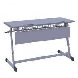 Парта двухместная НОМАД В с ручной регулировкой высоты (рост 4-6) Серый/Серый / NOMAD V