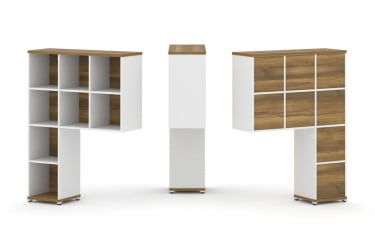 Надставка на стол высокая односторонняя + задняя стенка (8 шт.) CОНCЕПТ CН.ОНВ-001 Сандал Янтарный Белый бриллиант Белый металл / CONCEPT CN.ONV-001