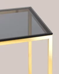 Стол квадратный ТАУН 40кс40 Золото (стекло смоке) / 40x40 smoke)