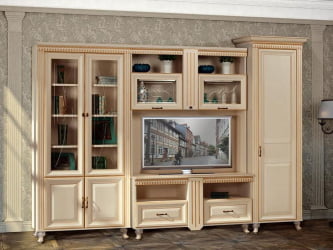 Настенный шкаф Марлен 480 Кремовый белый Патина