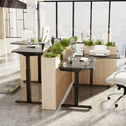 Стол для для компьютера (для геймеров) Л-формы c электрической регулировкой по высоте ЕУРЕКА ЕРК-ЕГД-Л60Р-Б-УС / L-формы c EUREKA ERK-EGD-L60R-B-US