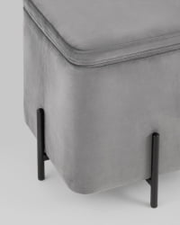 Пуф Грейс квадрат с ящиком велюр Серый