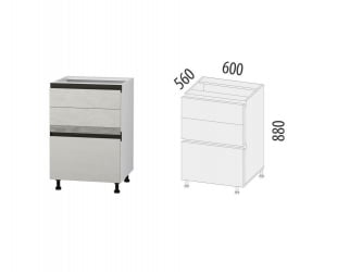 Напольный шкаф (3 ящика с метабоксами) Бостон 104.66
