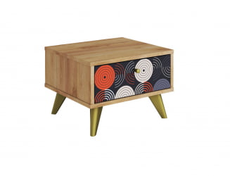 Тумба прикроватная Фьюжн ТМ-004 дуб крафт золотой/ВИНИЛ / золотой/VINIL