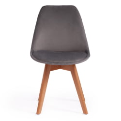 Стул ТУЛИП СОФТ (мод. 74) / 1 шт. в упаковке вельвет/дерево , 54 х 47 х 83 см , светло-серый (ХЛР19)/натуральный / TULIP SOFT (mod. (HLR19)/натуральный