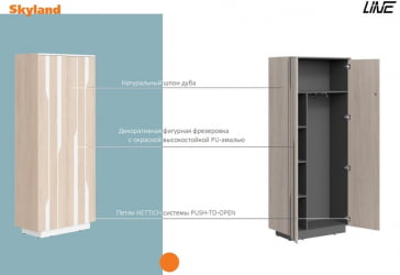 Шкаф для одежды Лине СФ-574401 Дуб серый Черный графит / Line