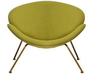 Кресло дизайнерское ДОБРИН ЕМИЛЙ (светло-зеленая ткань АФ3, золотое основание) / DOBRIN EMILY AF3,