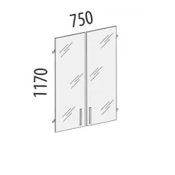 Двери стеклянные 3 секции Альфа 64.38