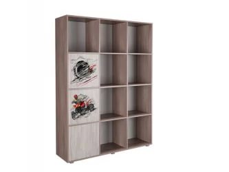 Стеллаж с фасадами ДМ 12 Ясень шимо темный/Зеленый