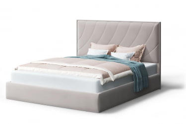 Кровать СОФИЯ 2000*1200мм (без опор), велюр НЕО 02 (бежевый), (б/основания, б/матраса) / NEO