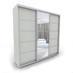 Шкаф-купе 3 двери с зеркалом Акцент-Квадро Д 1800х600 Выбеленное дерево