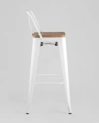 Стул барный Толикс Воод 75.5  со спинкой Белый / Tolix Wood