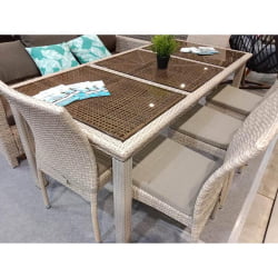 Комплект плетеной мебели Т365/Й380C-В85 Латте (8+1) + подушки / T365/Y380C-W85 Latte