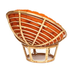 Кресло ПАПАСАН ЕCО/ПАПАСАН ЭКО П115-1/СП СТД /c подушкой, ремешками/ диаметр подушки 122 см, 115кс101кс92 см, Натурал (натуральный), ткань Оранжевый, С 23 / PAPASAN ECO/ПАПАСАН P115-1/SP STD /c 115x101x92 Natural