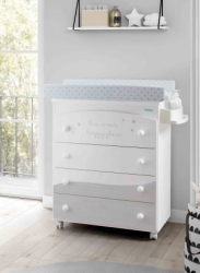 Детский комод Микуна Космиc Б-970 Вхите/Аш Грей Старс / Micuna Cosmic B-970 White/Ash Grey Stars