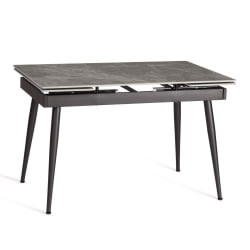 Раздвижной стол Лорд Грей/Лорд Грей столешница керамика (глянцевая) / опоры металл, серый/черный, (120+30+30)кс80кс75 см / Lord Grey/Лорд (120+30+30)x80x75