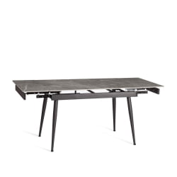 Раздвижной стол Лорд Грей/Лорд Грей столешница керамика (глянцевая) / опоры металл, серый/черный, (120+30+30)кс80кс75 см / Lord Grey/Лорд (120+30+30)x80x75